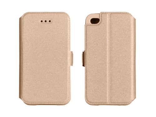 Book Case 3 Gold per Huawei Ascend Y6 Cover Custodia con apertura flip portafoglio libro Flexi Form plastica TPU supporto per carte di credito