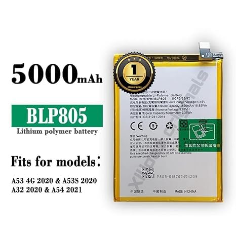 Image of BLP805 Battery for Oppo A53 / 4G /2020 / A53S 2020 / A32 2020 / A54 2021 Battery with 1 Year Warranty***** (R92)