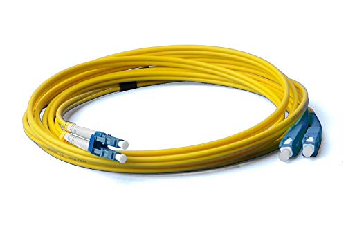 Câble fibre optique LWL - 3m OS2 jaune LC/UPC vers SC/UPC mâle - Câble patch Duplex 9/125 - Conducteur optique 3 mètres