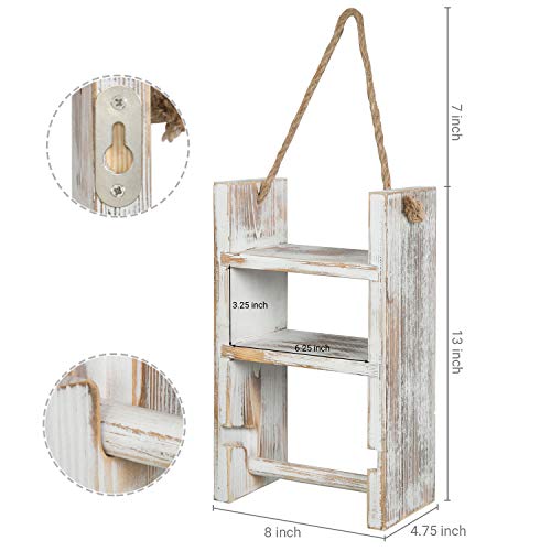 MyGift-2-Tier-Hanging-Whitewashed-Wood-Ladder-Shelf-and-Toilet-Paper-Holder-with-Rustic-Rope MyGift 2 Tier Hanging Whitewashed Wood Ladder Shelf and Toilet Paper Holder with Rustic Rope