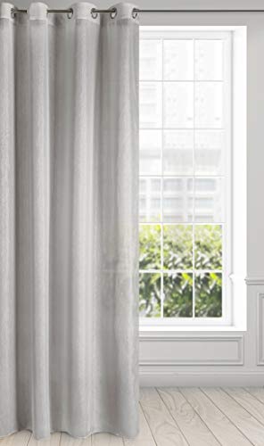 Eurofirany Elicia Smooth Glitter Shimmering Glitter Transparent 8 Eyelets Curtains Transparent Elegant Glamour Bedroom Living Room Lounge Polyester Silver 140 x 250 cm - Image 4