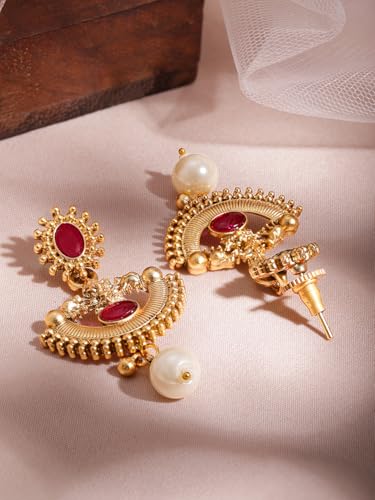 Image of Rubans Necklace Set Gold Plated Traditional Stylish Jewellery Gift for Women & Girls