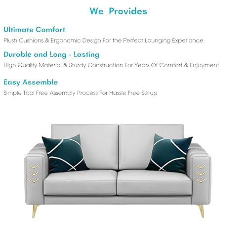 Image of Casaliving Falco 2 Seater Sofa Set for Living Room (Grey Fabric) Premium Fabric Sofa