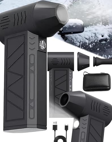 Winter Pro - LED Turbo Blower That Clears Snow in Seconds, 130,000 RPM Portable Hand Held Mini Turbo Snow Blower for Car Windshield, 4-Speed Modes Handle Powder, Slush Effortlessly (Black)
