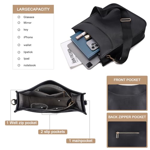 Image of HKCLUF Crossbody Bag for Women Vegan Leather Hobo Handbags Guitar Strap Purse Shoulder Bucket Bag with 2PCS Adjustable Straps