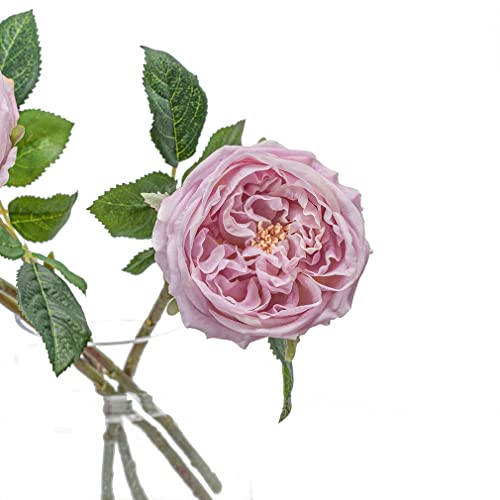 DUYONE Fake Flowers for Decoration Home Decor Artificial Flowers Austin Rose Peony Latex Fake Flower Living Room Decoration Vivid Pink Roses Peonies (Light Purple 4pcs) - Image 4