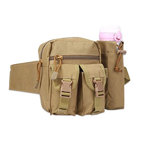 Tactical Waist Pack Pouch With Water Bottle Pocket Holder, Men Travel Waist Bag Hip Belt Bag For Running Hiking Travel Outdoors #TOP1