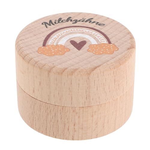 HEALSOPTHY Caja de Madera para Dientes de Leche, Ligera y Portátil Diseño de Dibujos Animados, Adecuado para Decorar el Hogar y Guardar Recuerdos