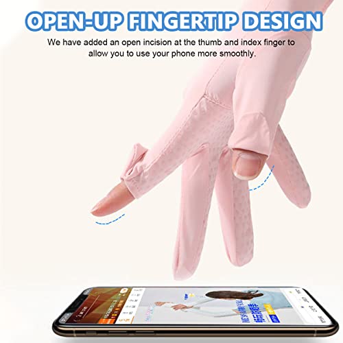 Image of PALAY Sun Protection Gloves for Women - Non-Slip Touch Screen, Breathable Ice Silk Cooling, Summer Outdoor Full Finger With Snap Button Closure for Cycling, Driving, Fishing