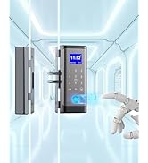 Smart Glass Door Locks,Perfiware Biometric Fingerprint 5in1 Glass Gate Locks LG2215,No Drill Keyl...