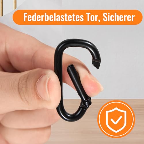 Karabinerhaken Klein 12 Stück, Mini Karabiner Geeignet für Rucksäcke, Gürtel, Hängende Gegenstände usw, Aluminiumlegierung Kleine Karabiner Schwarz