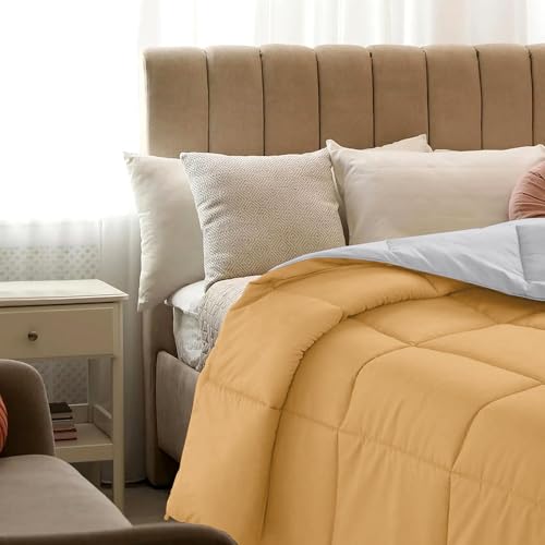 Image of Quilt for All Season 150 GSM Comforter Duvet /Ac Blanket Double Bed Soft Microfiber Lightweight (90 inch X100 inch Inches) - Double Bed Comforter - Beige /Silver Grey Color