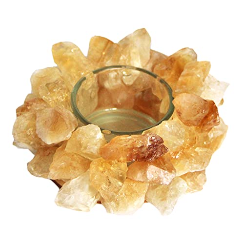 Citrine Rough Stone Votive Candle Holder Tealight Quartz Crystal Healing Gemstone Tealight Holder Home Decor Reiki Stone - Image 2