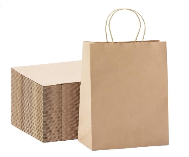 PRB presents 8x4x10" - 100 Pcs Brown Kraft Paper Bags with Handles, Birthday Parties, Restaurant takeouts, Shopping, Merchandise, Party, Retail, Gift Bags(100) (B0CH4NGLHX) Amazon Price History, Amazon Price Tracker