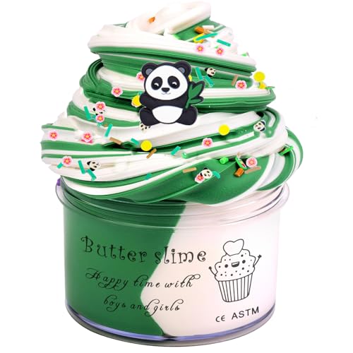 Blue & White Panda Butter Slime, Non-Sticky Slime with Glitter, Sensory Toys,DIY Butter Slime Party Favor for Girls & Boys, Stress Relief DIY Gift