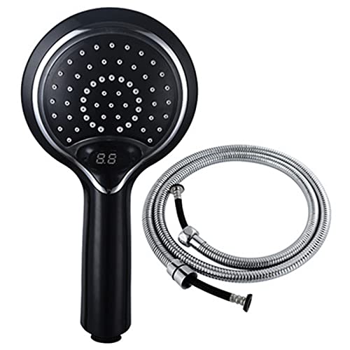 Pommeau de douche haute pression et sa douchette noire pour stabiliser la température