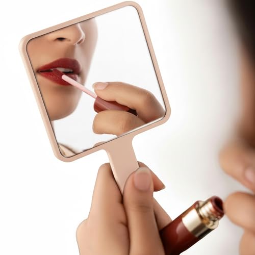 Image of MARS Makeup Mirror with Handle | HD Clear Reflection | Lightweight & Portable Design | Ideal for Precise Makeup Application and Travel Use | Black