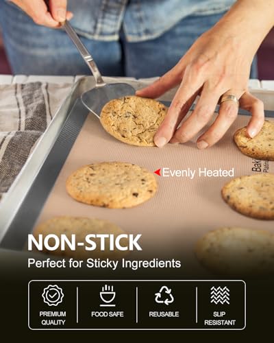 Silicone Baking Mat, Sopito Set of 5 Non Stick Baking Sheets Reusable Heat Resistant 250°C/480°F Silicone Pastry Mat for Roasting and Food Preparation, Grey - Image 4