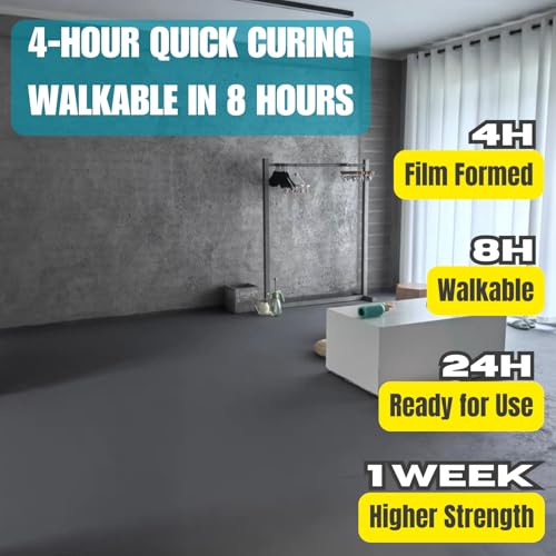 Tapel Epoxy Acrylic Floor Coating System - Floor Paint, SLATE GREY - 1 Quart | No Primer Needed for Solid Concrete | Self-Leveling, Non-Slip & Chemical Resistant | Fast-Drying Garage Floor Paint for Basement, Warehouse, Workshop