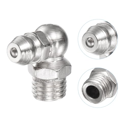 Image of uxcell Nickel-Plated Iron 90 Degree Grease Fitting M8 x 1mm Thread Hydraulic Grease Fitting Accessories, 40Pcs