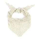 GERINLY Neckerchief For Women Lace Crochet Triangle Headwear Accessory For Hairties (White)