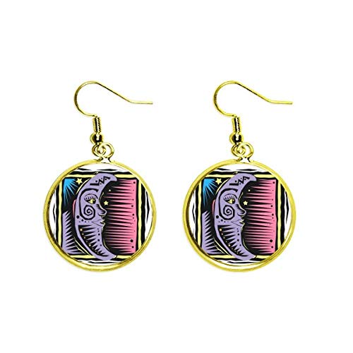 Pendientes Purple Moon Stars de mujer estilo pendientes de gota dorados