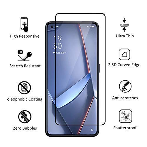 Image of Screen Protector for Oppo A32 | A52 | A72 | A92 (Black) Tempered Glass Edge-to-Edge 6D Screen Guard With Installation Kit