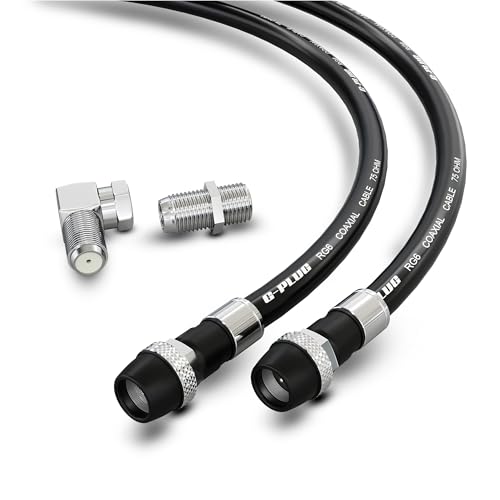 G-PLUG RG6 Coaxial Cable 10FT – Quad Shielded, Waterproof, 75 Ohm with F-Type Connectors, High-Performance for HDTV, Satellite, Internet & Outdoor Use