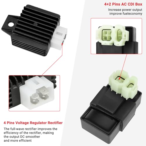 Image of GREHUA GY6 Ignition Coil Starter Solenoid Voltage Regulator CDI Compatible with Tao tao 50cc 150cc ATM50 Pony VIP Powermax Roketa Scooter Chinese 4-Stroke Scooter Moped Pit Dirt Bike Go Kart Parts