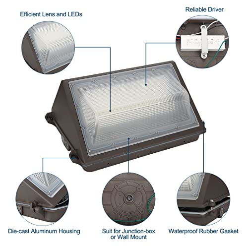 Dakason 2 Pack Led Wall Pack 100W With Dusk-To-Dawn Photocell Sensor, Replaces 350W Hps/Mh, Led Wall Mount Security Lights, Commercial Grade Ip65 Waterproof Outdoor Lighting Fixture, Etl Listed #TOP4