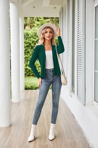 Image of GRACE KARIN Women's Lightweight Peplum Cardigan Sweaters Open Front Cropped Cardigan Long Sleeve Trendy Summer Knit Tops