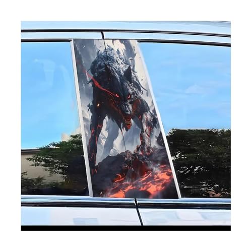 Autocollant pilier de porte voiture loup démon protecteur de portière x2