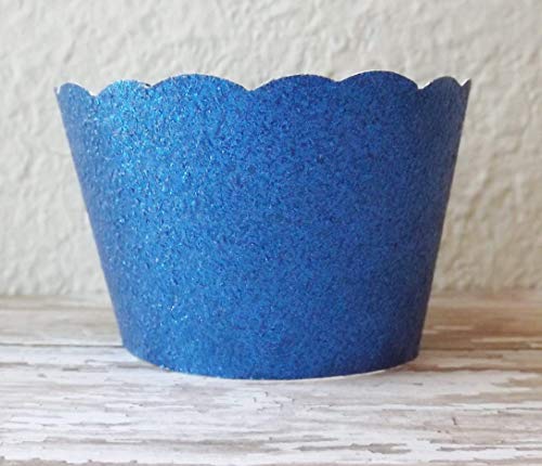 Royal Blue Metallic Glitter Cupcake Wrappers Party Dessert Decorations Standard And Mini Holders Set Of 12 #TOP1
