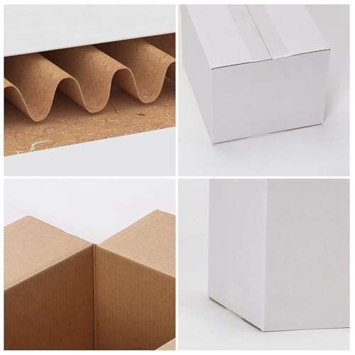 Image of 7x6x5 Shipping Boxes Set of 40, White Kraft Corrugated Cardboard Boxes Mailers for Packaging(17.8x15.4x12.7 cm)