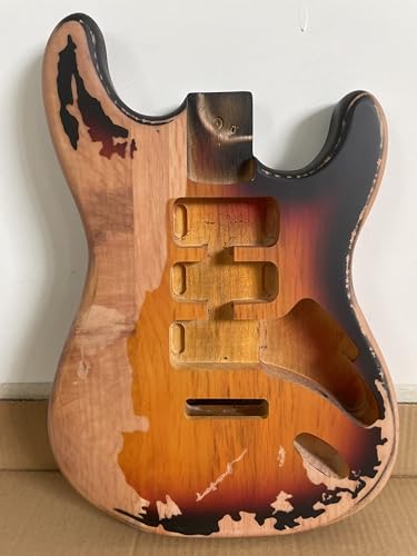 DIY Relic Electric Guitar Body ST Style Nitro Top Alder Wood Guitar Body HSH Heavy Relic Guitar Body 3 Tone Sunburst.