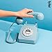 Tyler Retro Style Landline Phone, Push Button Rotary Look, Large Button Vintage Corded Phone, Power Outage Safe, Redial Button, Old Classic Retro Phone (Retro Blue)