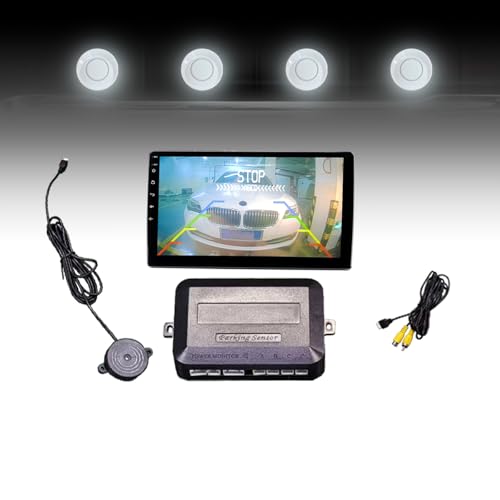Image of LCD Parking Sensor Kit - Displays Data on Original Screen, Easy Rear Installation, Compatible with CVBS Cameras (Not for AHD), 18 Probe Colors to Match Any Vehicle(White)