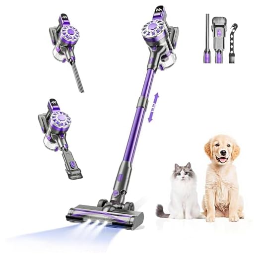 Cordless Vacuum Cleaner,Vacuum Cleaners for Home with Super Suction,Lightweight Stick Vacuum with 35 Mins Runtime,Rechargeable Cordless Vacuum for Carpet, Tile, Pet Hair, Hardwood Floors(Purple)