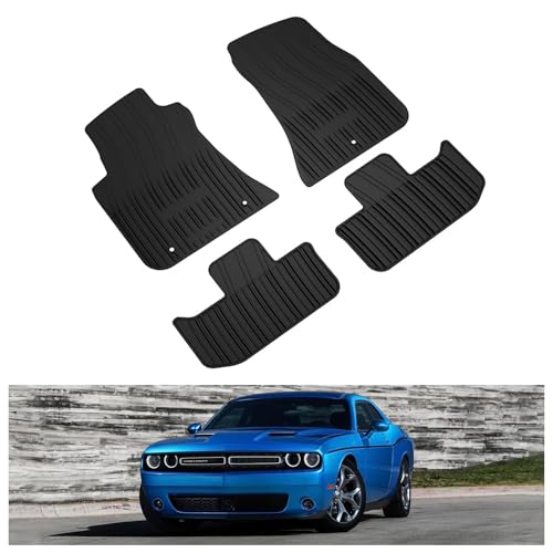 KIWI MASTER Floor Mats for 2011-2023 Dodge Challenger RWD OEM Replacement 82212545 Custom Fit All Weather Car Mats Heavy Duty TPE Floor Liners Front & Rear 2 Row Black