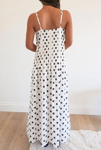 Image of Anoumcy Summer Pleated Maxi Dresses for Women 2026 Spaghetti Strap V Neck Vacation Beach Long Flowy Boho Sundress