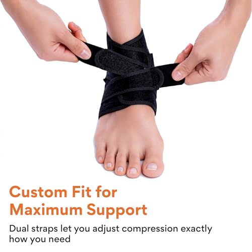Image of FOVERA Premium Ankle Support Compression Brace for Injuries, Ankle Protection | Adjustable Wrap for Pain Relief & Recovery, Ankle Band for Men & Women, Breathable Neoprene - 1 Pc, Universal Size