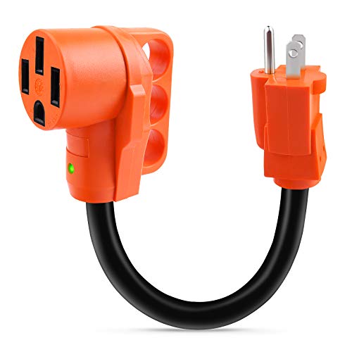 Mictuning 12 Inch Heavy Duty Rv Power Cord Plug Adapter 15A Male To 50A Female Electrical Power Adapter With Led Indicator #TOP6
