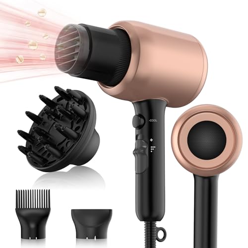 Phon Capelli Professionale, UKLISS Asciugacapelli 2000W con Diffusore Capelli Ricci, Spazzola Lisciante, Concentratore, Hair Dryer Ioni Ultra-rapida, Asciuga Capelli per Corti Lunghi Styling