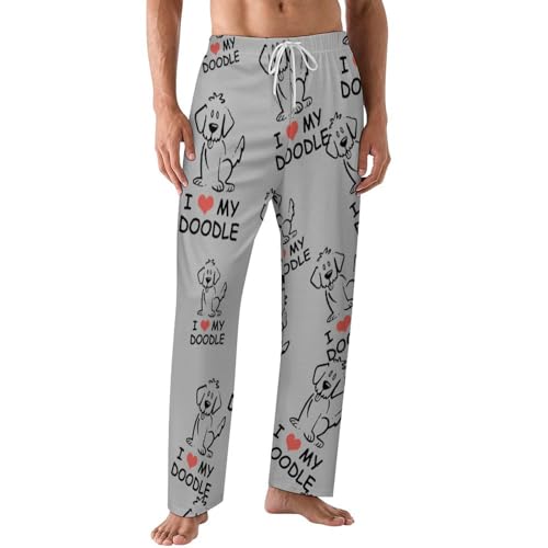 I Love My - Goldendoodle Sleeping Pajama Pant for Men Casual Lounge Pocket Drawstring Sleepwear Sleep Pants