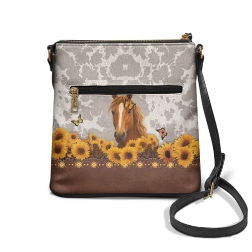 Image of Leather Women Crossbody Hobo Bag Satchel Purse Handbag with Adjustable Shoulder Strap and Zipper Pockets