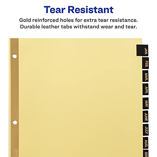 Avery Jan-Dec Dividers for 3 Ring Binders, 12-Tab Sets, Pre-Printed Black Leather Tabs, 3 Binder Divider Sets (26180) 3 41Q7WvEu0DL