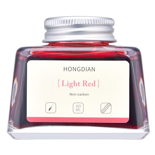 Image of Hongdian Fountain Pen Bottled Ink Light Red Color, 60ml Non Carbon Inkwell Bottle, Artist Calligraphy Ink