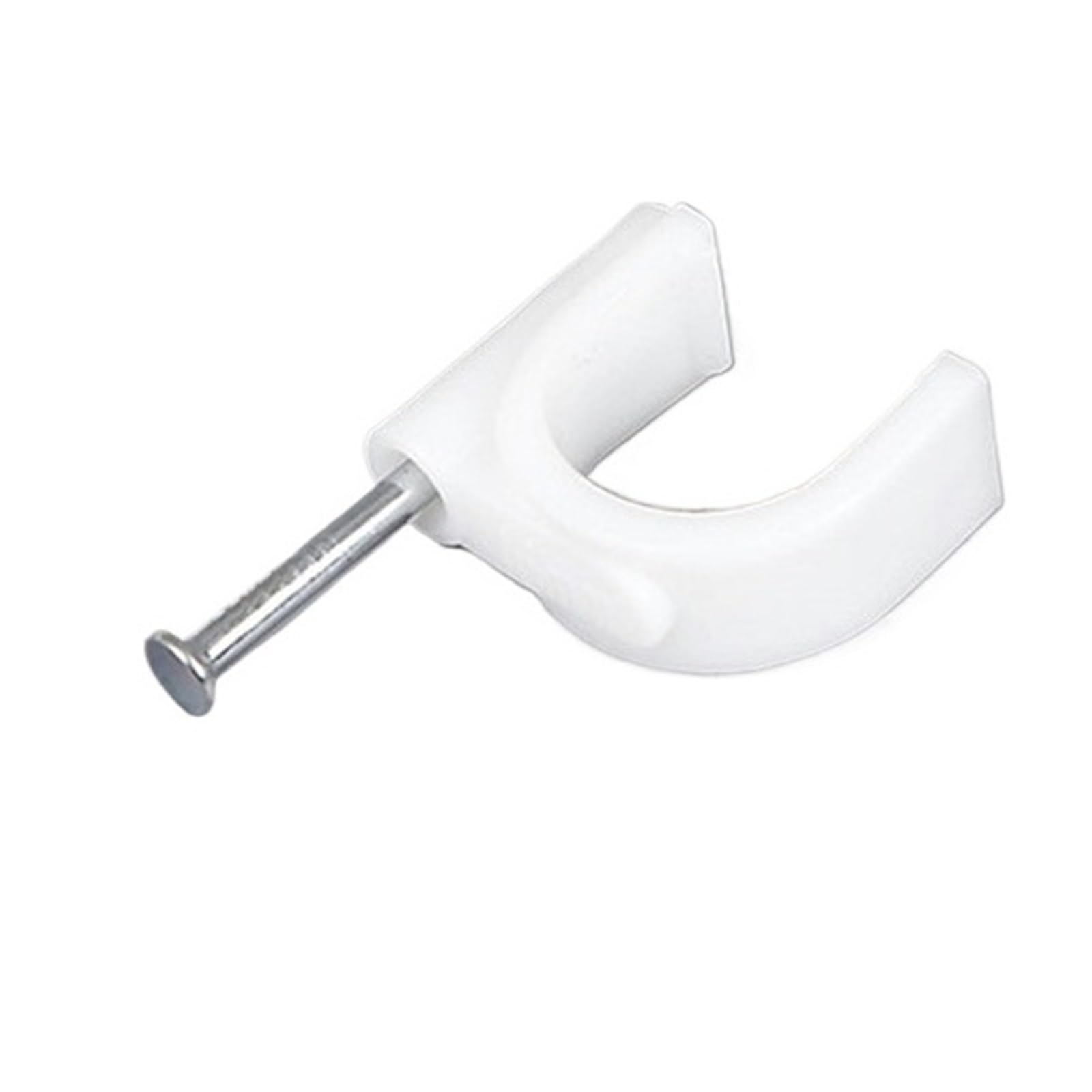Clip for cavi for chiodi, clip for circolari in plastica da 100 pezzi 5 mm, for appendere a parete in acciaio bianco nero(White)