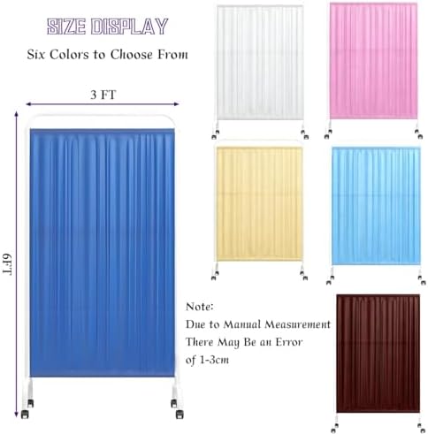 Portable Medical Privacy Screen with Lockable Casters - 35.4" W x 70.9" H Room Divider for Hospitals, Clinics, Bedrooms, and Salons - Blue Privacy Partition