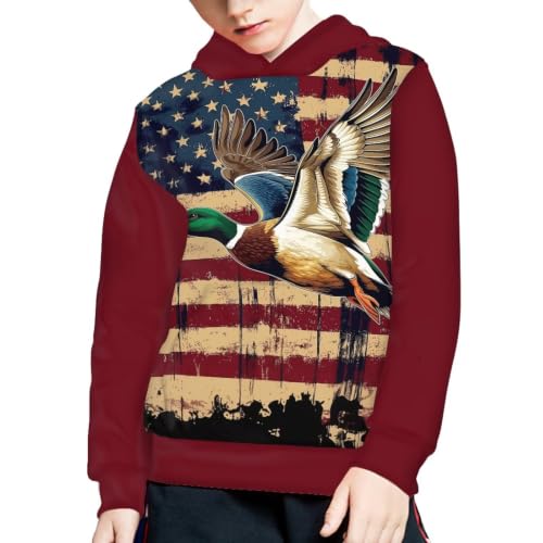 Image of WELLFLYHOM Boys Hooded Sweatshirts Hoodie Pullover Cool Graphic Crewneck Blouses Size 6-16